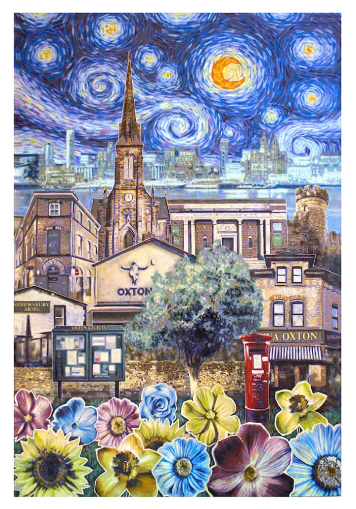 Starry Night in Oxton Socials - Painting by Joseph Venning